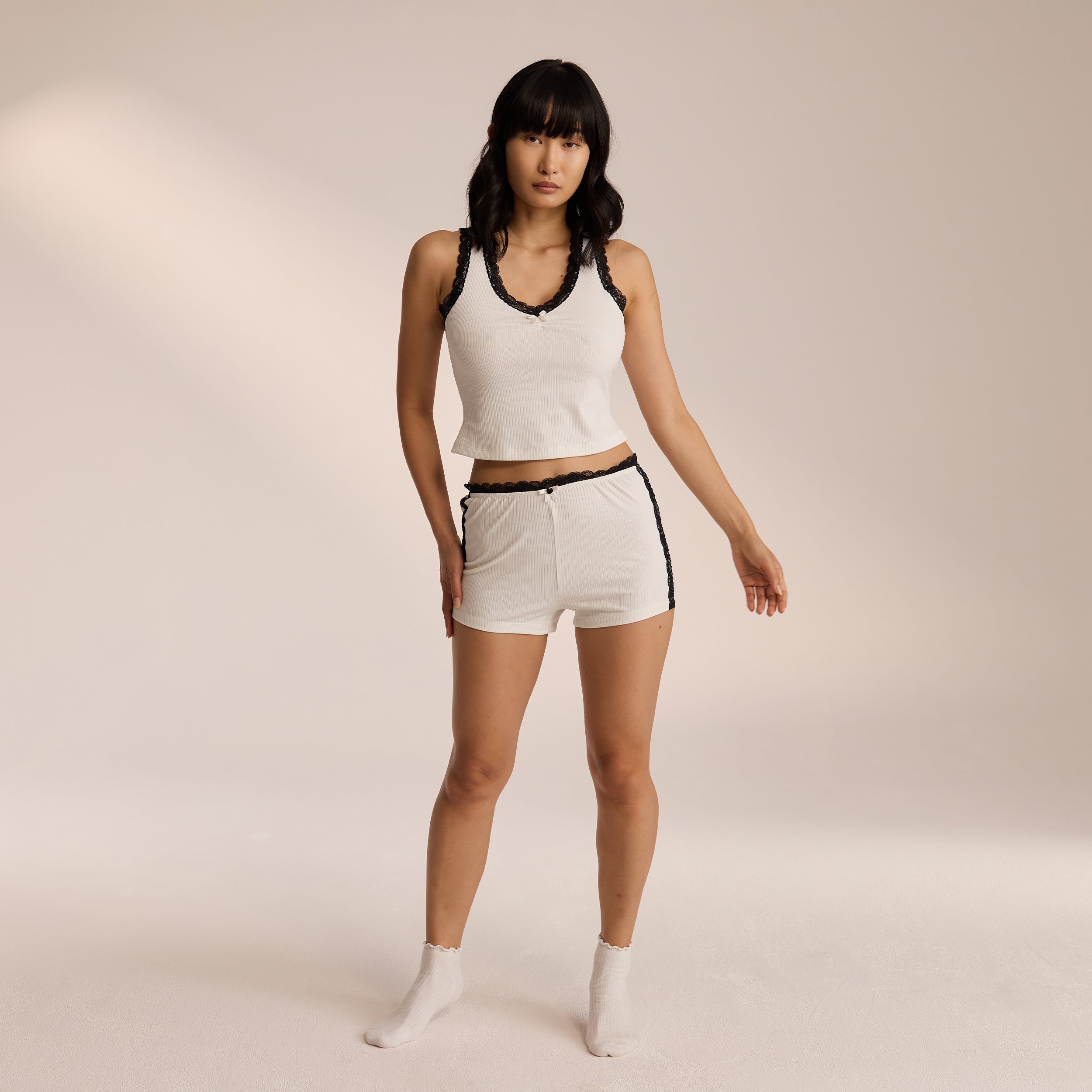 Lace Pajama Shorts - White