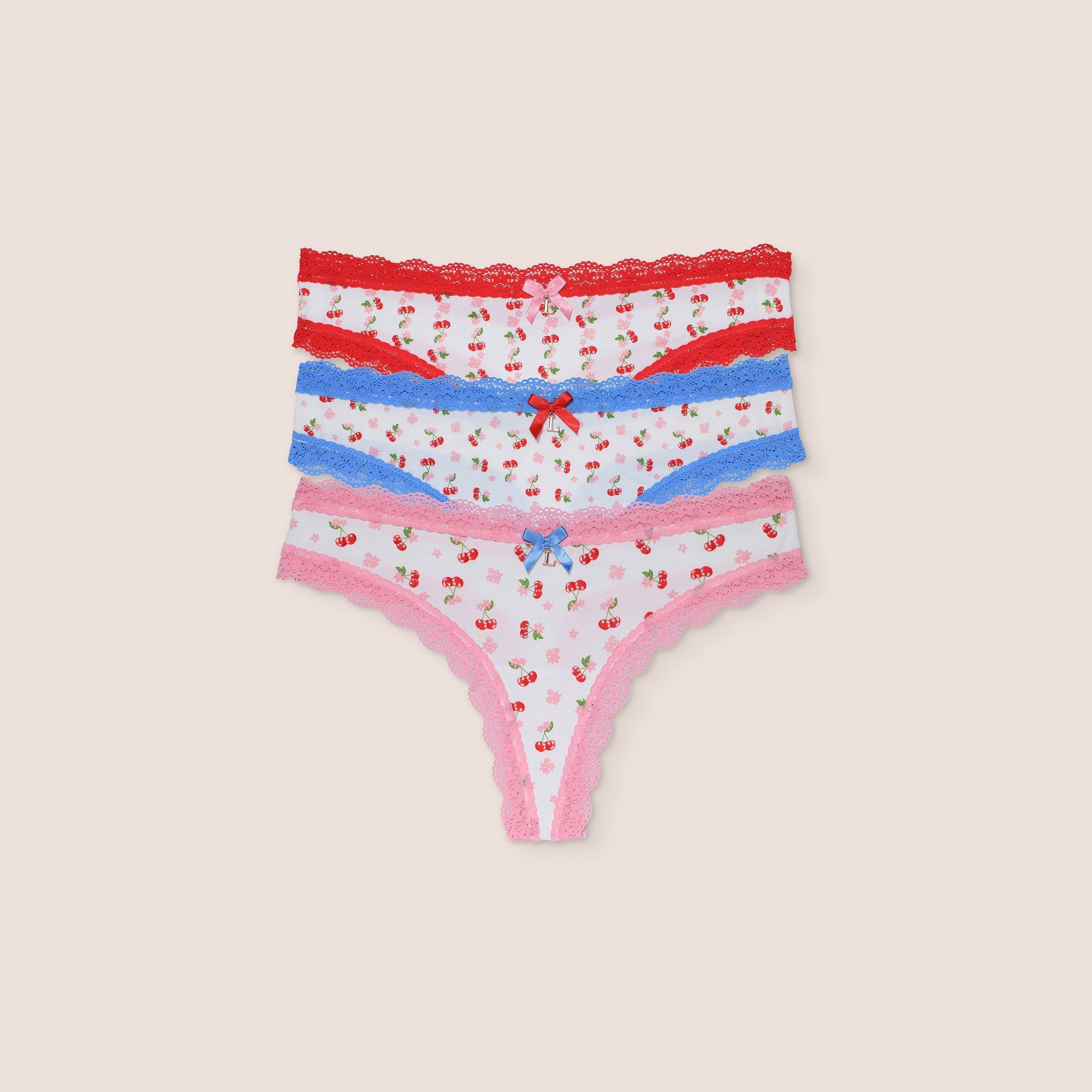 Cherry Print Thongs (3 Pack) - Multi