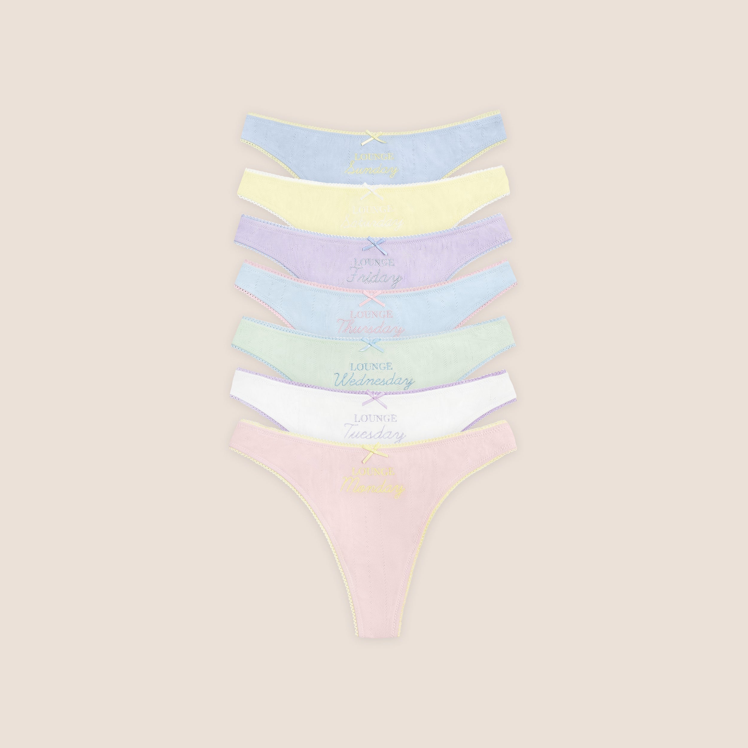 Days of the Week Thongs (7-Pack) - Multicolour Pastel